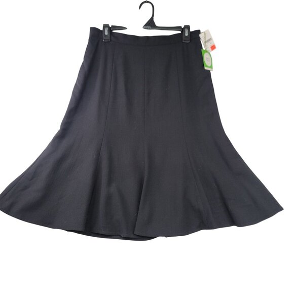 Jenvie Black Wool Blend A-Line Skirt 10 Classic Vintage Design Flared USA - Picture 1 of 8
